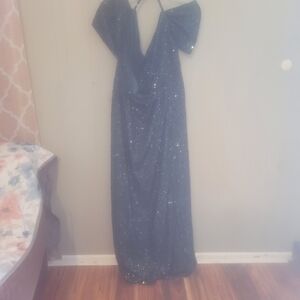 Elegant Blue Sequin Prom Dress
